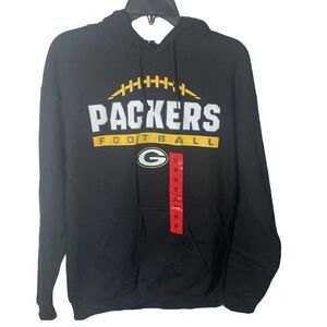 Fanatics Licensed NFL Men's Hoodie Green Bay Packers Black Pullover - Medium